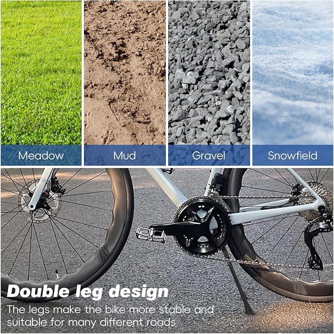 Adjustable Bike Kickstand Double Leg Holder Side Stand Parking Rack Support for Mountain Bikes 12.4 Inch