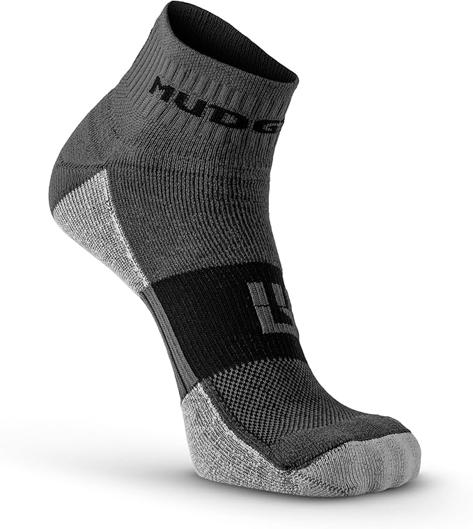 MudGear Quarter Crew Trail Socks, Blister-Resistant, Sweat-Resistant & Quick-Drying, Cushioned Footbed, Made in USA, 2-Pack