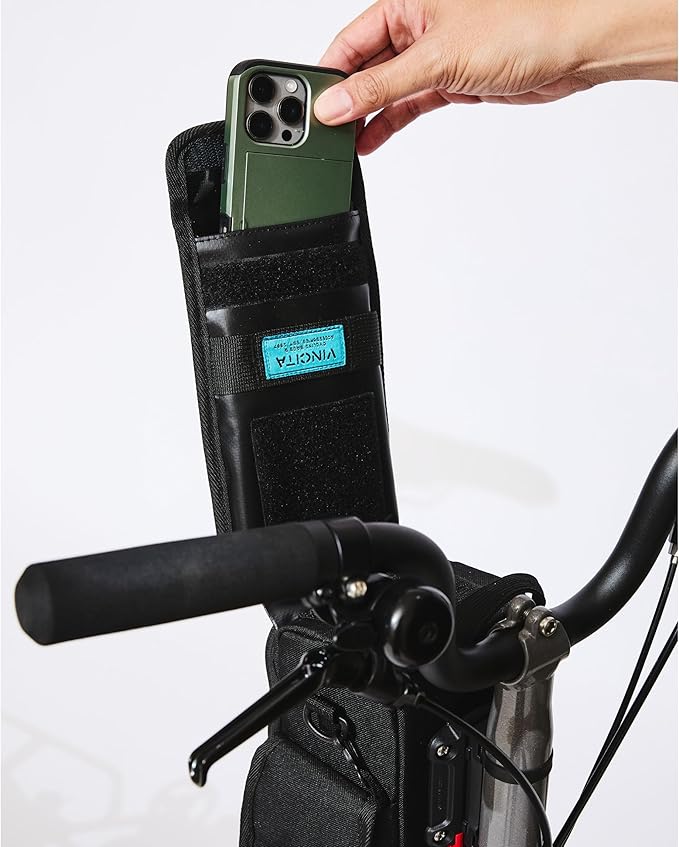 Vincita Supernova Stem Bag – 3-in-1 Bike Cockpit Organizer with Waterproof Phone Mount & Bottle Holder – KLICKfix Quick-Release Adapter – 2L Handlebar Storage for Folding Bikes & Commuters