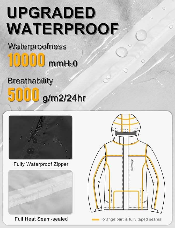 Little Donkey Andy Men's Waterproof Windbreaker Lightweight Packble Cycling Jacket for Biking, Running