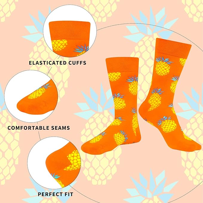 WeciBor Men's Dress Funny Crazy Colorful Novelty Combed Cotton Crew Socks 12 Pack - Size 7-10/10-13/13-15