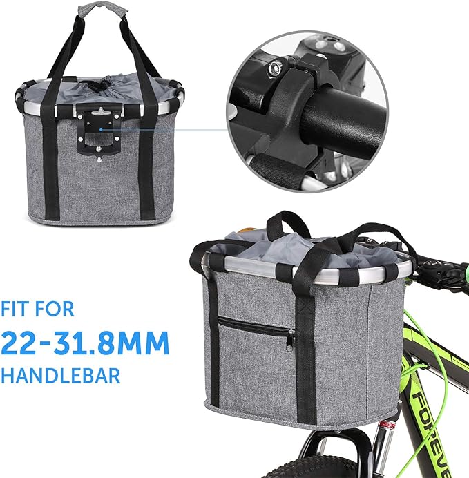 Lixada Bike Basket, Small Pet Cat Dog Carrier Bicycle Handlebar Front Basket Folding Detachable Removable Easy Install Quick Released Picnic Shopping Bag, Max. Bearing: 11lbs