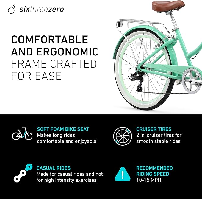 sixthreezero EVRYjourney Women's Beach Cruiser Bike, Step-Through Touring Hybrid Bicycle
