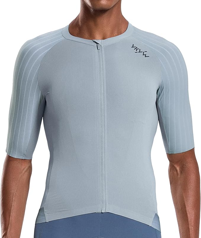 YKYWBIKE Cycling Jersey Men Aero Race Fit, Road Bike Jersey Short Sleeved Moisture Wicking, Breathable,Zip Pocket,UPF50＋
