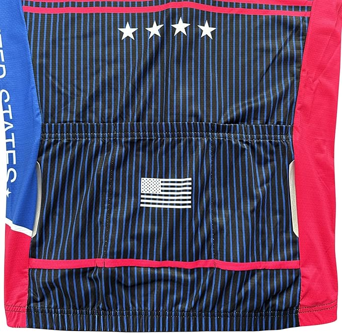 Lo.gas USA Cycling Jersey Men Short Sleeve Bike Biking Shirts American Flag Road Bicycle Clothing Full Zip with Pockets
