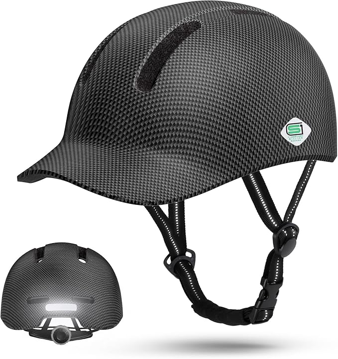 Shinmax Bike Helmet - Lightweight Adjustable Baseball Cap Style Cycling Helmet with Long Visor, Reflective Strip, for Urban Commuter, Mountain & Road Biking