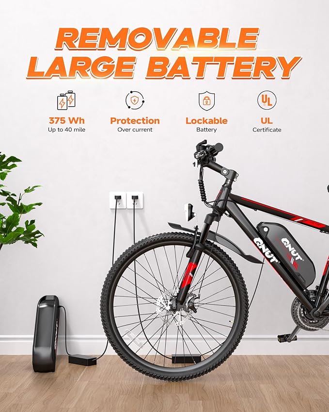 350W Full Aluminum Electric Bike for Adults & Teens, Upgraded Adjustable Handlebars, 21-Speed 26" Commuter E-Bike with Dual Disc Brakes, 40-Mile Range, Mountain Bike for Men/Women