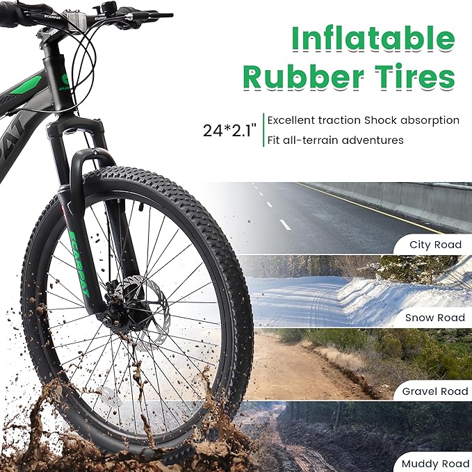 Ecarpat 24/26/27.5 Inch Mountain Bike, Full/Front Suspension Mens Boys Mountain Bike with 21 Speed Steel Frame and Dual Disc Brakes, Adult Sport Bicycle for Trail City Road, Gift Choice