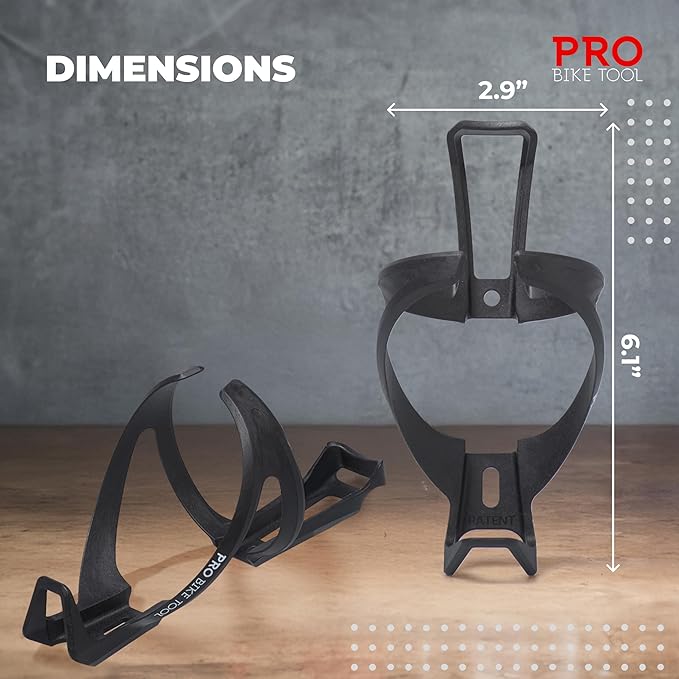 PRO BIKE TOOL Carbon Composite Water Bottle Cage - Lightweight Bike Bottle Holder for Road and Mountain Bikes - Fits 20-33oz Bottles, Easy Installation, High Collar Design - Black, 6.1 x 2.9 in
