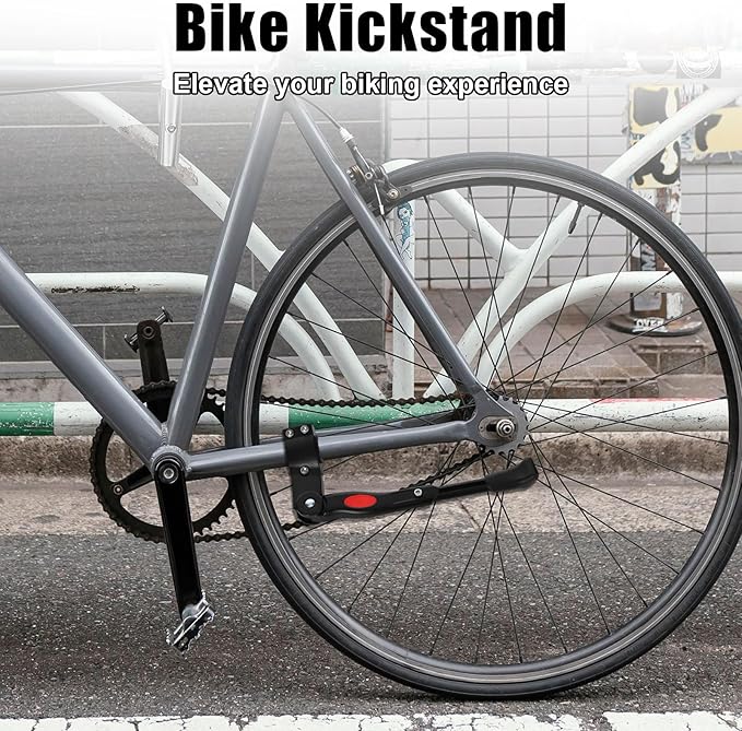 Bike Kickstand Aluminium Adjustable Center Bicycle Kickstand suitable Rear Side Bicycle Kickstand Fit for 26" 27.5" 29" 700C Bike Kick Stand for Bicycles Kickstand (Black)