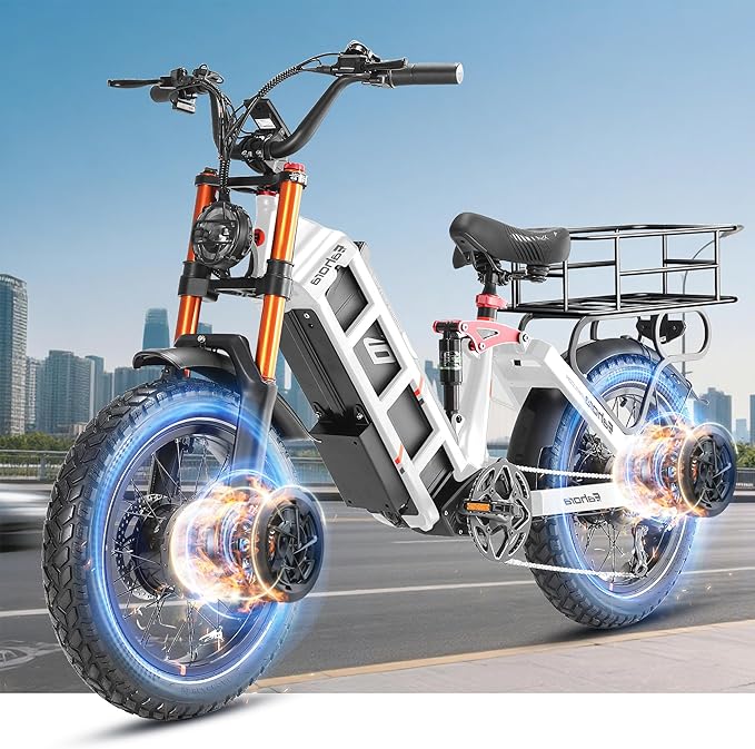 eAhora Juliet Pro 2/Juliet 2/Juliet Electric Bike for Adults 43Mph Peak 5400W/1700W/1200W Dual Motor Ebike 60V-52V 70Ah-60Ah 200+Miles Long Range Fat Tire Full Suspension Mountain Bike, E Bike