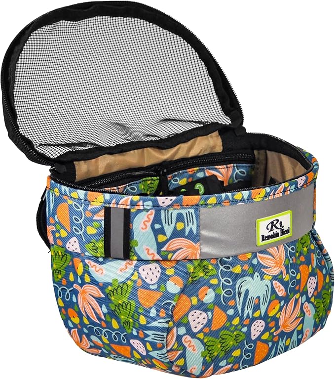 Kids Bike Basket,Durable Front Frame Bicycle & Scooter Basket Bag,Waterproof Fabric Bicycle Handlebar Bag for Boys, Girls, Toddlers with Zipper Mesh Lip (Graffiti)