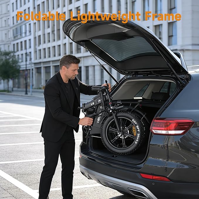 Fat Tire Electric Bike for Adults, UL2849 Certified 90% Pre-Assembled Folding E-Bike with Removable Battery & Cargo Rack