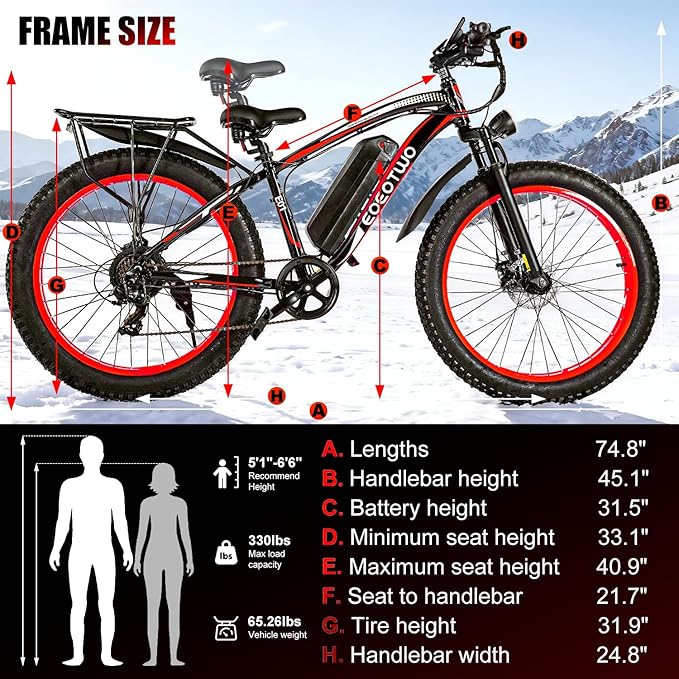 Electric Bike for Adults,1500W Peak Motor E Bikes, 26" Fat Tire Electric Bicycle, 30/33 MPH 60/70 Miles Electric Mountain Bike, Removable Battery, Dual Brake, 7 Speed
