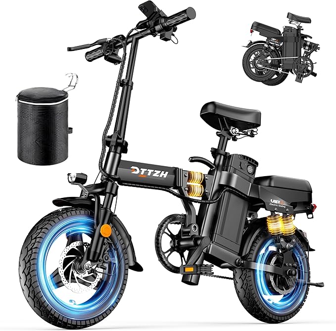 A12 Foldable Ebike for Adults, 2000W/1000W, 40/28MPH, 52V 25Ah, 48V 15Ah, Keyless Ignition, 60-80 Miles Range Folding Electric Bike, 14" Commuter Adult Electric Bicycle, UL2849 Certified E Bike