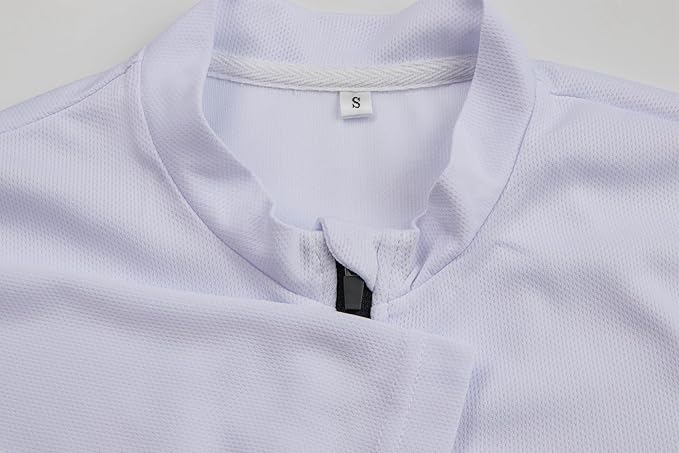 Men's Cycling Jersey Short Sleeves Bike Jersey 1/3 Zipper Solid Color Club Fit, Biking Cycling Shirt Zipper Pocket