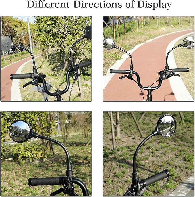 Bike Mirrors Handlebar Rearview Mirror 2 Pack, 360° Adjustable Bike Handle Mirror Bar End, Cycling Rear View Mirrors, HD Acrylic Convex Lens for Bicycle, Electric Bike End Mount (2 Pack)