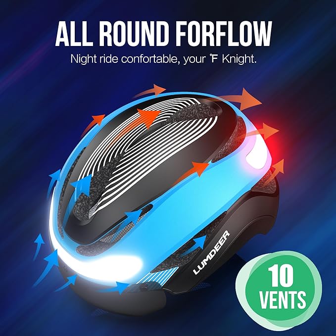 LUMDEER DARKNIGHT Bike Helmet - LED Turn Signals Front & Rear Light Rechargeable, Visor, Goggles for Ebike,Scooter Commuting, Adjustable Bicycle Helmets for Adults Men Women