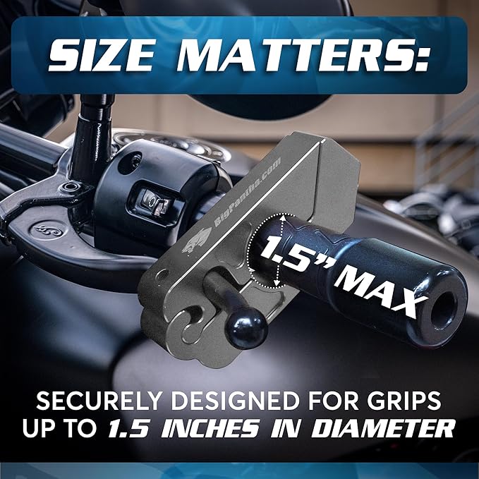 Motorcycle Grip Lock - Heavy Duty Brake/Handlebar/Throttle Security for Bikes, Scooters, Mopeds, or ATVs in Under 5 Seconds - Anti-Theft Device With Free Holster (Silver)