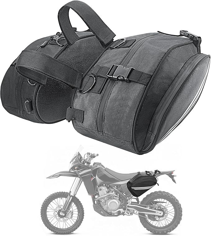 Motorcycle Saddlebags Compatible with Dirt Bike, Dual Sport Motorcross, Motorbike, Racing Mountain Off-Road, Waterproof Motorcycle Bag with Rain Covers (Upgrade 24L)