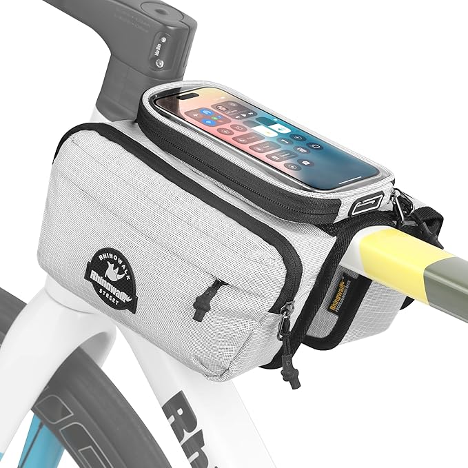 Rhinowalk Bike Frame Top Tube Bag with Touchable Phone Holder Side Pockets Bicycle Bag with Sensitive Touch Screen