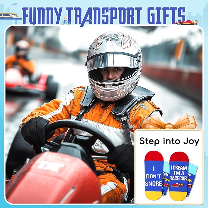 Zmart Funny Transportation Gifts - Race Car Train Motorcycle Tractor Bike Socks for Adult