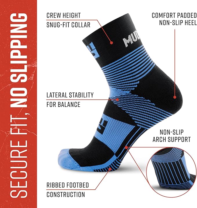 Crew Length Trail Running Socks, Quick-Drying Mid-Calf Socks with Arch Support, Sweat-Resistant, Breathable Athletic Socks