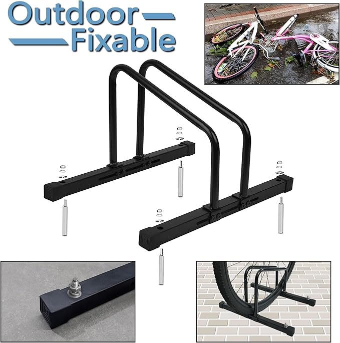 YYDS Adjustable Bike Stand - Floor Mounted, Indoor/Outdoor Use, Fits 20"-29" MTB & Road Bikes, Compact Storage