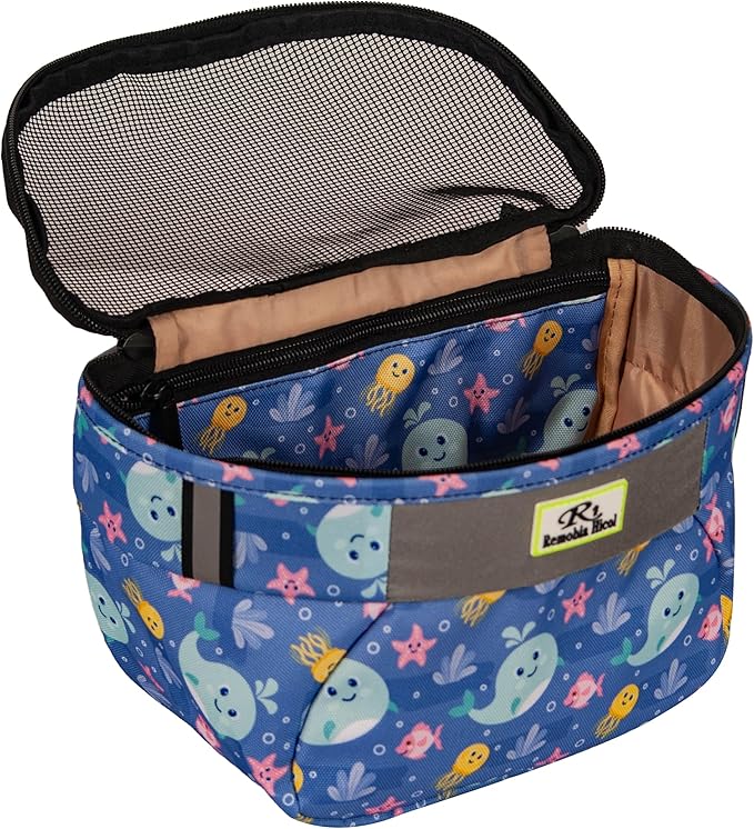 Kids Bike Basket,Durable Front Frame Bicycle & Scooter Basket Bag,Waterproof Fabric Bicycle Handlebar Bag for Boys, Girls, Toddlers with Zipper Mesh Lip (Blue Ocean)