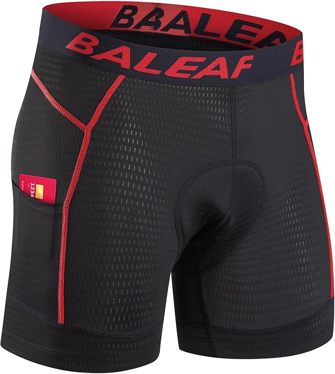 baleaf Men's Cycling Underwear 4D Padded Bike Shorts Pocket Mountain Bike Liner Bicycle Gear