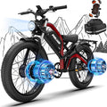 Electric Bike for Adults,5000W/3000W Peak Dual Motor ebike 35MPH E Bikes for Men Women,52V 32/23AH Battery, 80/100 Miles Range Ebike,26”Fat Tire Full Suspension E-Bike