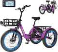 MOONCOOL Electric Trike for Adults, 500W/750W 48V Electric Tricycle for Adults Peak Power 1500W, 20"x3.0" Fat Tire 3 Wheel Electric Bike, Folding Aluminum Adult Tricycle with Removable Battery