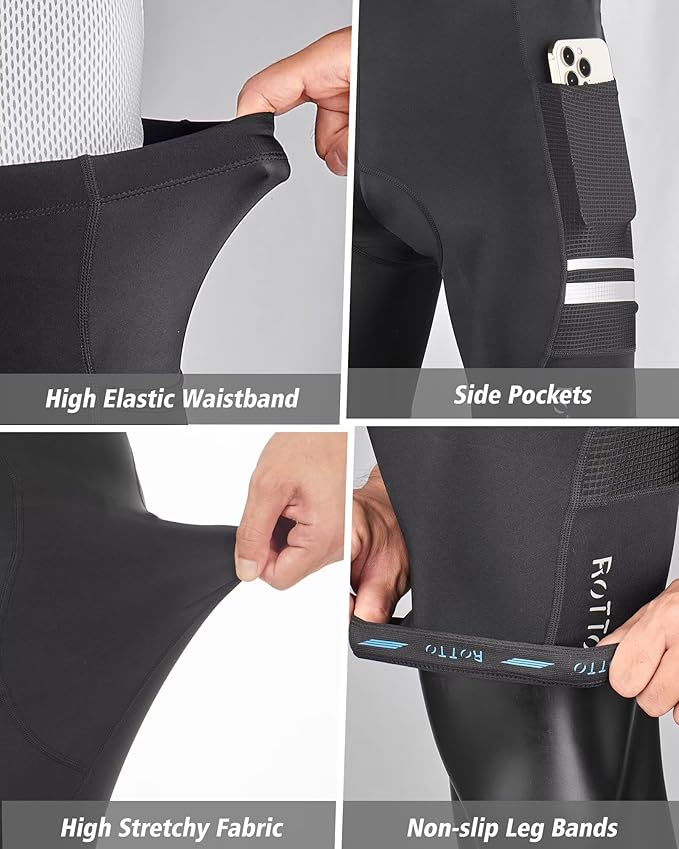 ROTTO Men's Cycling Shorts Padded Bike Shorts with Sponge & Gel Padding for Road & MTB Biking