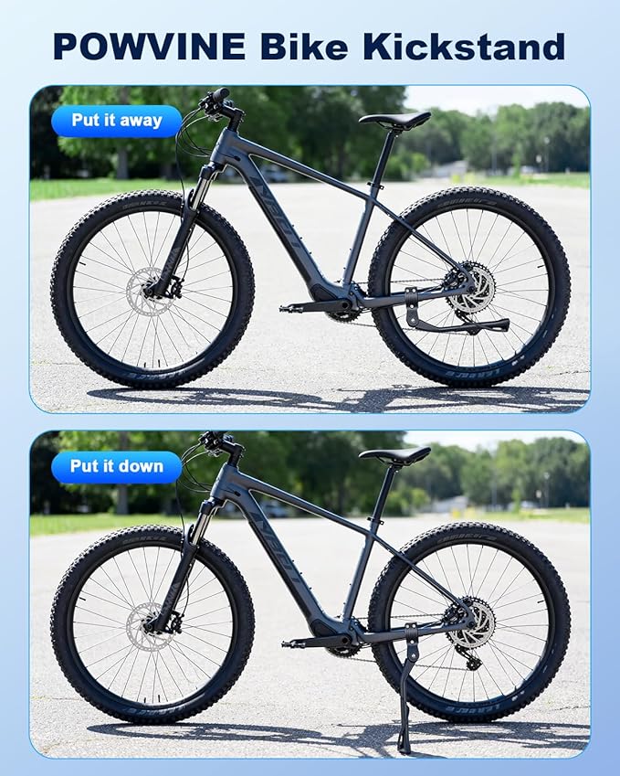 Bike Kickstand Adjustable for Adult Bikes 24-29 Inch, Bicycle kickstand Aluminium Alloy, Anti-Slip Foot Pad Bike Stand Leg, Fits Mountain Bike, Commuter & Cargo Bicycle