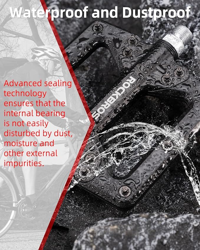 ROCKBROS Mountain Bike Pedals Flat MTB Pedals Non-Slip Lightweight Nylon Fiber Bicycle Platform Pedals for BMX MTB 9/16"
