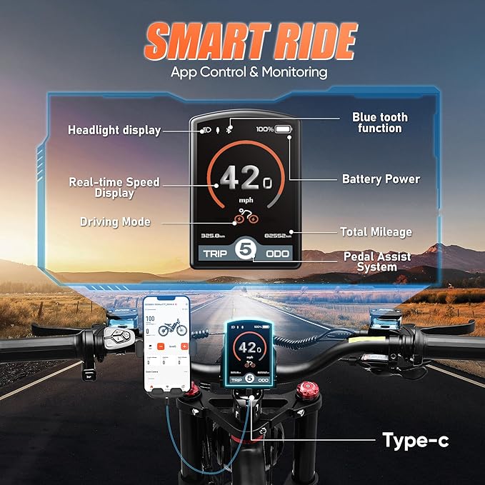 eAhora 2025 Romeo Ultra/Romeo 2 Peak 3000W/2500W 42/40 Mph Electric Bike for Adults 60V 70Ah/52V 60Ah 100-200Miles Long Range Ebike 26" Fat Tire Full Suspension Electric Bicycle