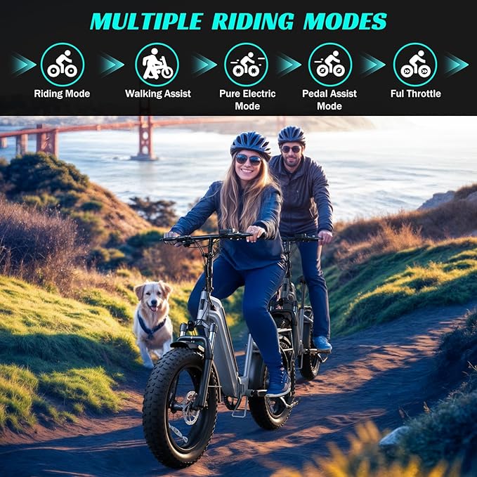 SISIGAD Folding Electric Bike for Adults, 1500W Peak Motor Ebike with 48V 15Ah Removable Battery, Max Range 60 Miles 28 MPH Commuter Foldable Ebike, 20" Fat Tire All Terrain E Bike