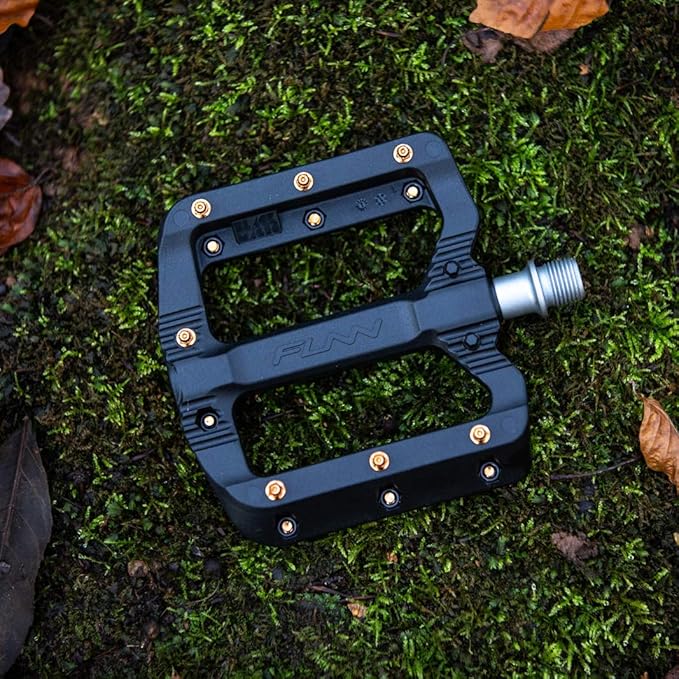 Funn Black Magic Plastic Flat Mountain Bike Pedal Set - Lightweight Wide Platform Bicycle Pedals for Stability, 9/16-inch CrMo Axle Bike Pedals for MTB/BMX/Urban/Gravel Riding