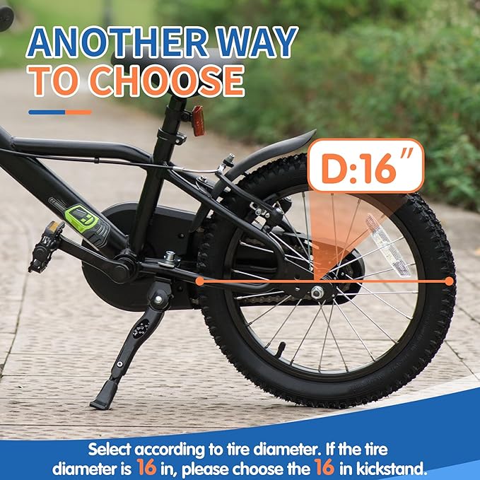 LEICHTEN Kickstand for Kids Bike Center Mount for 16 18 20 Inch Adjustable Children's Bicycles Aluminium Alloy Bike Kick Stand Support Storage