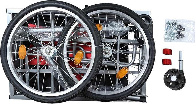 Aluminum Bike Cargo Trailer - 20" Wheel Folding Bicycle Trailer with Removable Oxford Fabric Cover, Safe Hitch System for Bike, Groceries & Travel