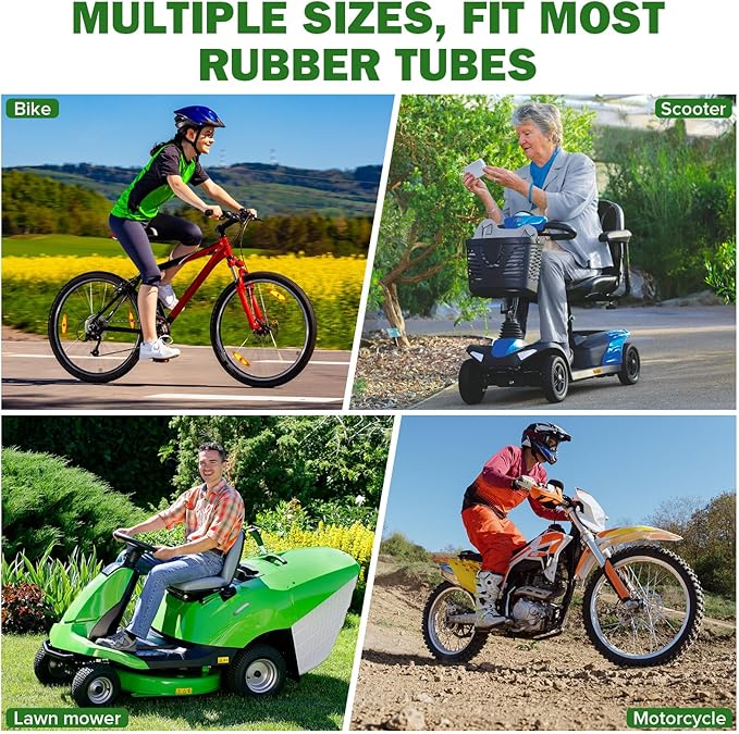 Bike Tube Patch Kit with Vulcanizing Patches - Assorted Sizes, Portable Bicycle Tire Repair Patches for Road, Mountain Bike, Scooter & Ebike Emergency