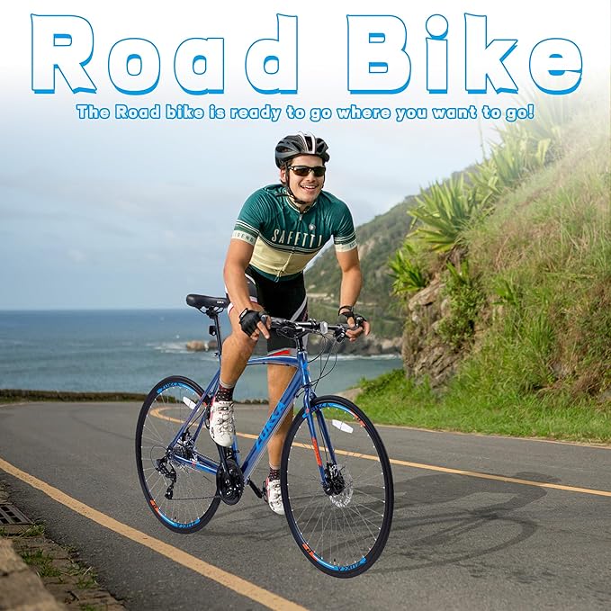 700C Road Bike,24 Speeds Road Bike, 24 Speed Bike Adult Road Bicycles with Light Aluminum Frame Bicycle for Men，Bicycle Men Hybrid,Heavy Duty Racing Bike Up to 330LBS,4 Colors