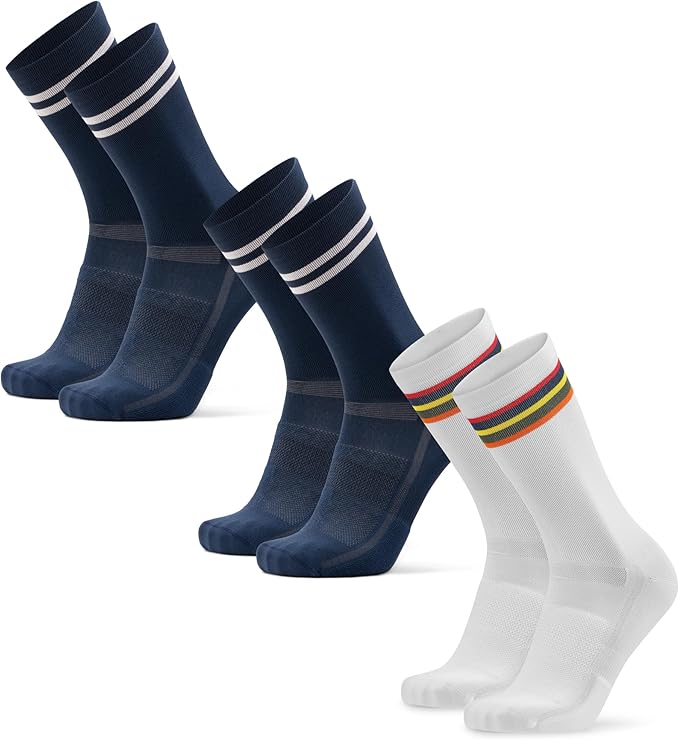 DANISH ENDURANCE Cycling Socks, Crew Length, Breathable, Cushioned, Biking Socks for Men & Women, 3 & 5-Pack