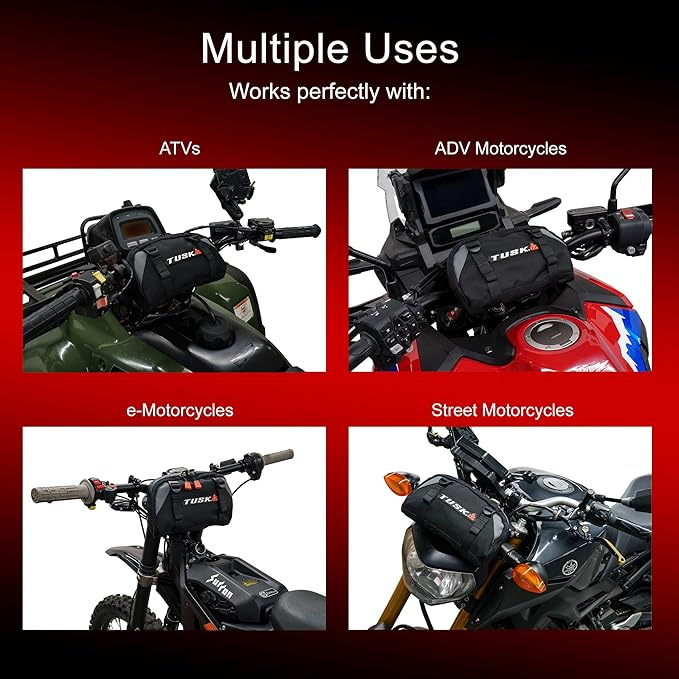 TUSK Handlebar Bag Dirt Bike/Adventure/Snow Bike/ATV/Compatible with SURRON SUR-RON/eBike/MTB/ 2.3L Capacity