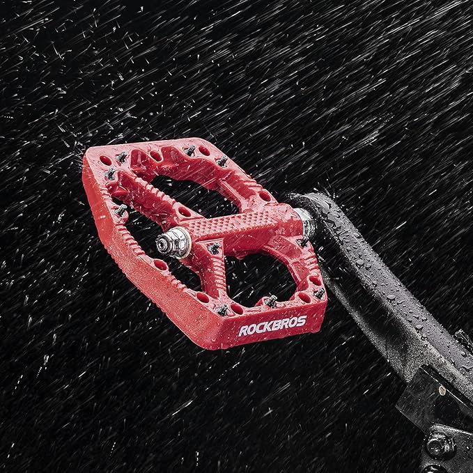 ROCKBROS Mountain Bike Pedals Flat MTB Pedals Nylon Fiber Bicycle Platform Pedals for Road Mountain BMX MTB Bikes