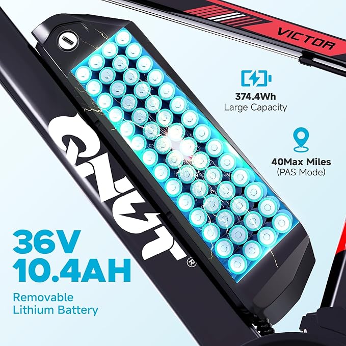 Electric Bike for Adults & Teens - 350W 26" Victor Ebike - 21-Speed, 20Mph Up to 40Miles with Dual Disc Brakes, Commuter E-MTB for Men Women | UL 2849 Certified