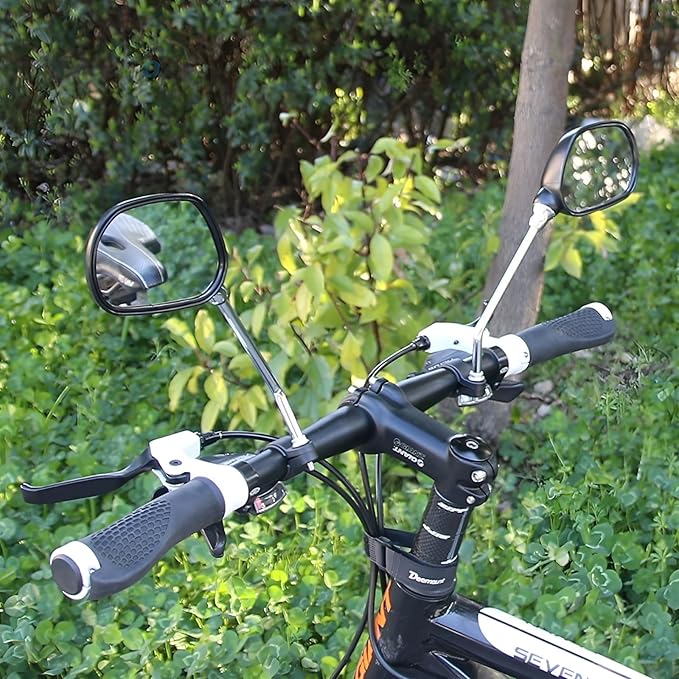 Bike Mirror,2 Pack Bicycle Mirror for Handlebars – Adjustable Bike Mirrors Handlebar Mount,Wide Field of View for Safe Cycling,Easy Installation