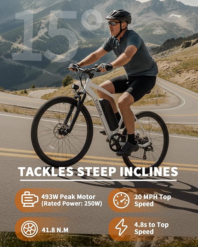 Electric Bike for Adults, 50/74 Miles 20 MPH Mountain EBike, Cadence/Torque Sensor with 500W Peak E Bike, 10.4/15.6Ah Removable Battery, 26“ Puncture-resistant Tires bike with Shimano 6-Speed