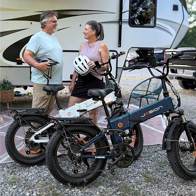 Jasion X Hunter/PRO Electric Bike for Adults,1800W/1400W Peak 20''Fat Tire Foldable Ebike,Folding E Bike Up to 80/70 Miles Range,720/624WH Removable Battery,30 MPH E Bike,Certified by UL2849
