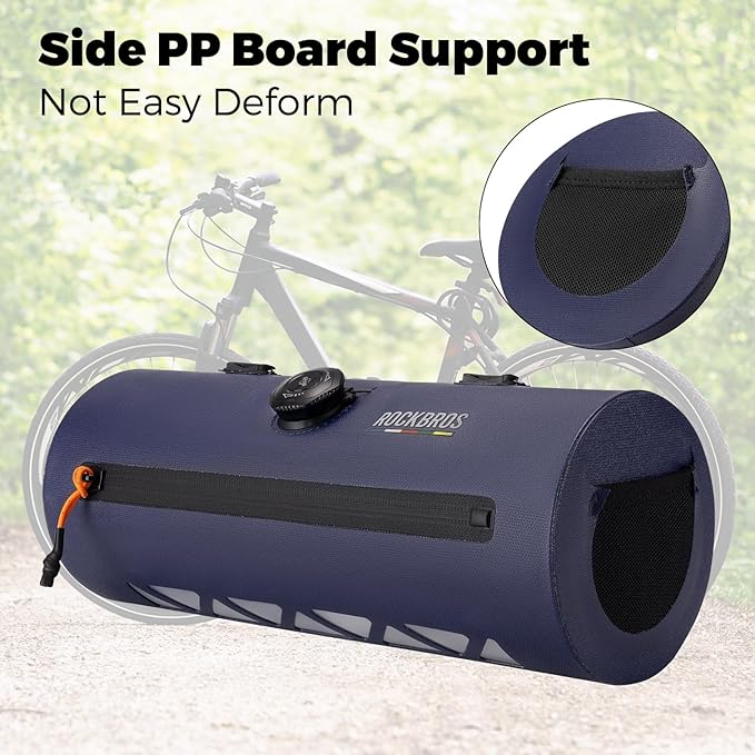 ROCKBROS Bike Handlebar Bag Knob Bike Bag Waterproof Bicycle Front Top Tube Bag 2L Capacity Front Storage Pack Reliable Lightweight for Road Mountain Bike Cycling Travel
